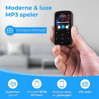 MP3 speler - Nuvance PRO - Bluetooth 5.0 inclusief 32 GB SD kaart