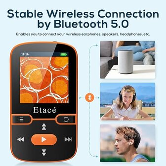 MP3 speler - Etac&eacute; - Bluetooth - 16GB Zwart