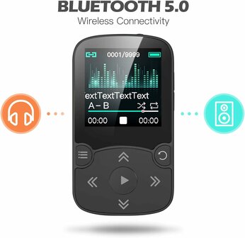 MP3 speler - Agptek - Bluetooth - 32GB Zwart