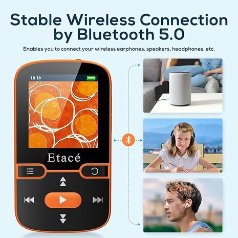 MP3 speler - Etacé - Bluetooth - 16GB Zwart