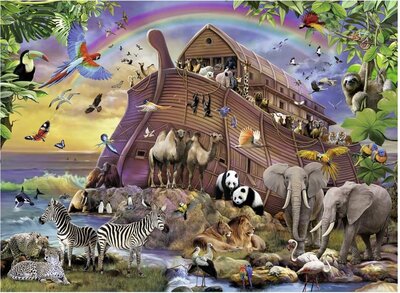 Puzzel - 150 XL stukjes - Dieren verzamelen bij de Noach's Ark